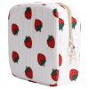 Teircno Period Bag for Women, Portable Corduroy Sanitary Napkin Storage Bag Strawberry Period Pouch with Zipper, Sanitary Pads Bag Tampons Holder for Purse, First Period view 1