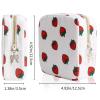 Teircno Period Bag for Women, Portable Corduroy Sanitary Napkin Storage Bag Strawberry Period Pouch with Zipper, Sanitary Pads Bag Tampons Holder for Purse, First Period view 2