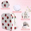 Teircno Period Bag for Women, Portable Corduroy Sanitary Napkin Storage Bag Strawberry Period Pouch with Zipper, Sanitary Pads Bag Tampons Holder for Purse, First Period view 3