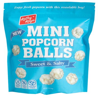 Kathy Kaye Mini Popcorn Balls | Sweet & Salty Bite-Sized Snacks | Light, Crisp & Delicious | 6-Pack of 5 oz. Bags | Perfect for Parties, Lunches, Concessions & Goody Bags | Classic Flavor, Mini Size Fun!