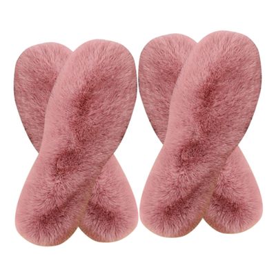 Gogogmee 4 Pairs Warm Insoles Faux Fur Slipper Inserts for Women Men Fluffy Pink Inner Soles for Cold Weather