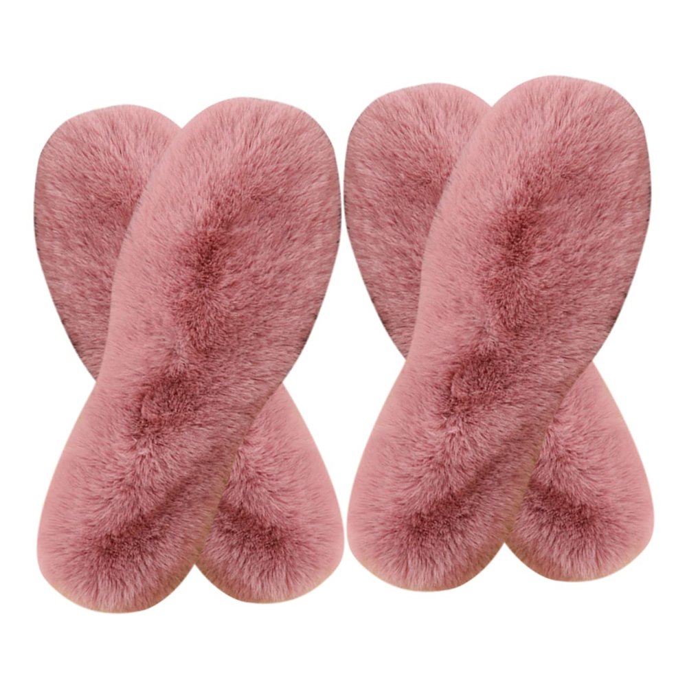 Gogogmee 4 Pairs Warm Insoles Faux Fur Slipper Inserts for Women Men Fluffy Pink Inner Soles for Cold Weather