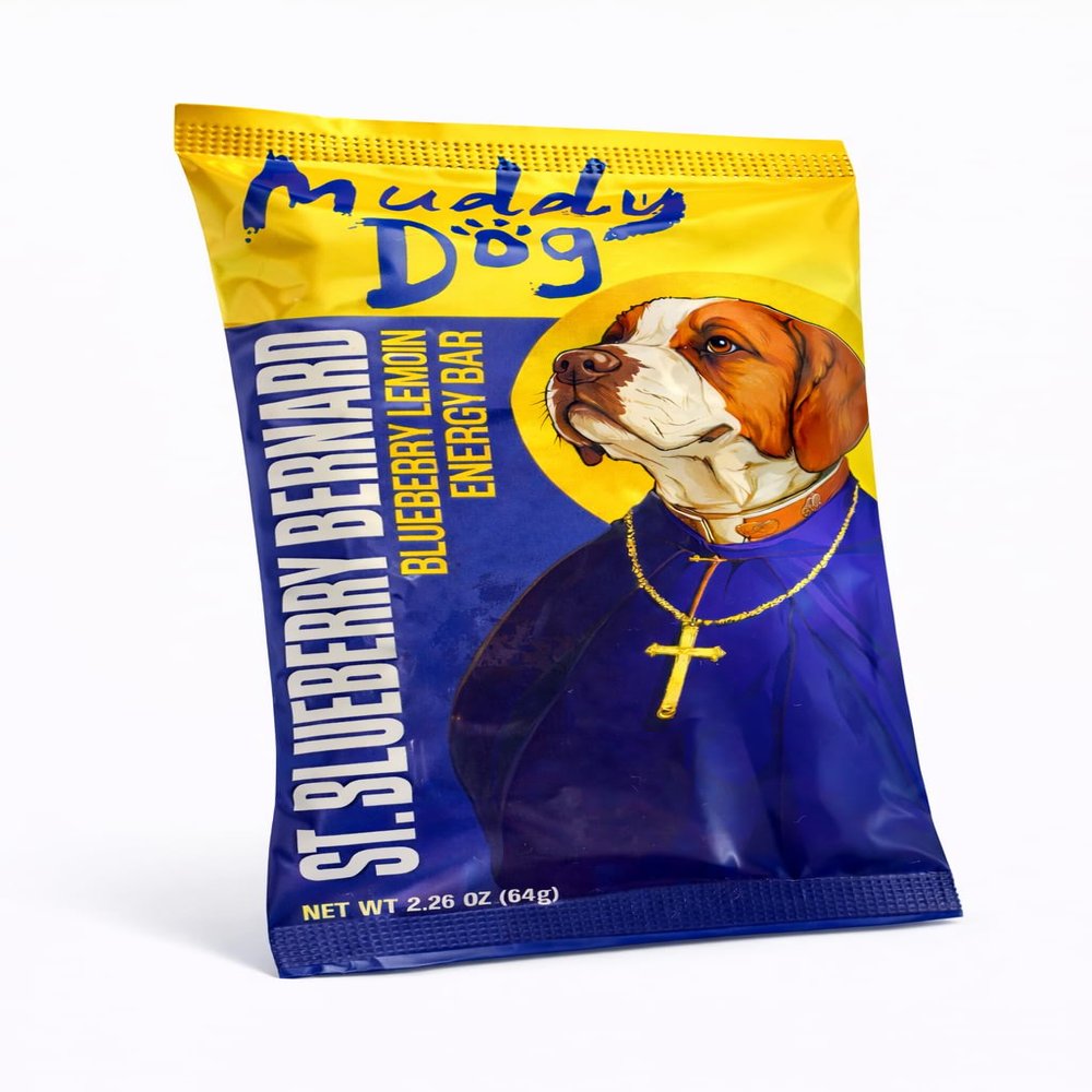 Muddy Dog Human Treats - St. Blueberry Bernard - Blueberry Lemon Energy Bar - Gluten-Free Nut-Free Granola Bars (12 Pack)