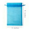 100 Pc Gift Organza Bags with Drawstrings 5x7 inch Aqua Blue for Baby Shower,Christmas,Party Favors,Birthday,Wedding,Bridal Shower Sheer Fabric Clear Mesh Sachet for Jewelry,Candy,Cookie,Keychain view 2