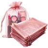 100 Pcs Gift Organza Bags with Drawstring 5x7 Inche Blush Pink for Baby Shower,Christmas,Party Favors,Birthday,Wedding,Bridal Shower,Candy Bar Sheer Fabric Clear Mesh Sachet for Men Jewelry,Candy view 1