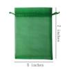 100 Count Gift Organza Bags with Drawstring 5x7 inch Green for Baby Shower,Christmas,Party Favors,Birthday,Wedding,Anniversary,Bridal Shower Sheer Fabric Clear Mesh Ribbon Sachet for Jewelry,Candy view 2
