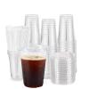 20 oz Clear Disposable Plastic Cups with Straws and Sip Lids, 50 Pack Clear Plastic Tumblers, Heavy-duty Party Glasses, Disposable Cups for Thanksgiving, Halloween, Christmas Party, Sturdy & Food Safe view 1