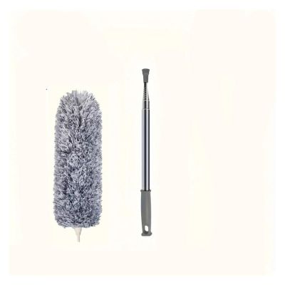 Extra-Long Retractable Duster Bendable Head Washable Brush High Ceilings Fans Furniture Car Reusable Cleaning Tool(Gray)