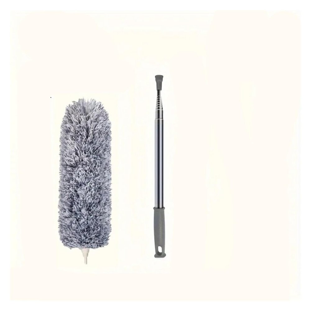 Extra-Long Retractable Duster Bendable Head Washable Brush High Ceilings Fans Furniture Car Reusable Cleaning Tool(Gray)