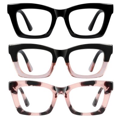 resjok Reading Glasses for women-3Pack Blue Light Blocking Computer Readers with Spring Hinge Fashion Eyeglasses(Mix2, 2.0x)