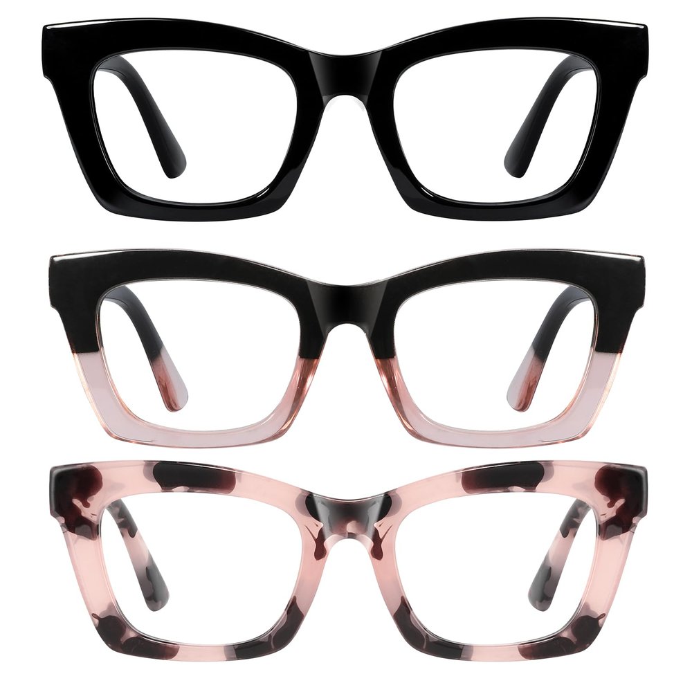 resjok Reading Glasses for women-3Pack Blue Light Blocking Computer Readers with Spring Hinge Fashion Eyeglasses(Mix2, 2.0x)