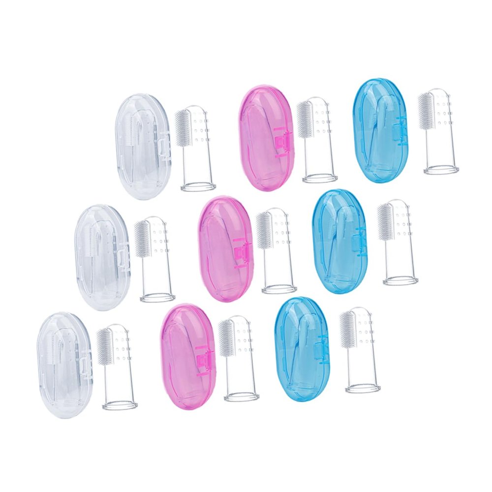 Healvian 9pcs Silicone Finger Toothbrush Boys and Girls Soft Brush Newborn Cleaning Brush Boy Girl Oral Care