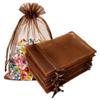 100 Pcs Gift Organza Bags with Drawstring 5x7 inch Brown for Jewelry,Candy,Chocolate Sheer Fabric Clear Mesh Shiny Sachet for Baby Shower,Christmas,Party Favors,Baby Boy Birthday,Wedding,Bridal Shower view 1