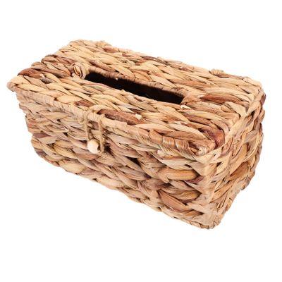 LIFKOME 1Pc Retro Seaweed Woven Tissue Box Holder for Desktop and Yellow Bathroom and Office Napkin Storage Container with Bottom Push-Pull Groove Design and Smooth Finish for Long-Term Use