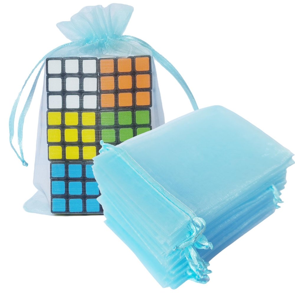 100 Count Gifts Organza Bags with Drawstring 4x6 inch Baby Blue for Jewelry,Candy,Cookie Sheer Fabric Clear Mesh Net Sachet for Baby Shower,Christmas,Party Favors,Birthday,Bride Wedding,Bridal Shower