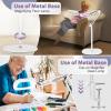 12X Large Magnifying Glass with Light and Stand, Real Glass, 5 Color Modes Stepless Dimmable Arm Swing LED Floor Lamp, 3-in-1 Hands-Free Lighted Magnifier for Reading Painting Craft Close Work White view 3
