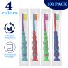 Akulgaci 100 Pack Kids Toothbrush Soft bristles Toddler Lovely Toothbrush with Suction Cup Bulk, Includes Travel Covers, Individually Wrapped Toothbrushes for Kid Home School Daycare Camp (Candy) view 4