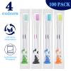 Akulgaci 100 Pack Kids Toothbrush Bulk Soft Bristles Toddler Toothbrush with Suction Cup, Lovely Includes Travel Covers, Individually Wrapped Toothbrushes for Kid Home School Daycare Camp (Panda) view 4
