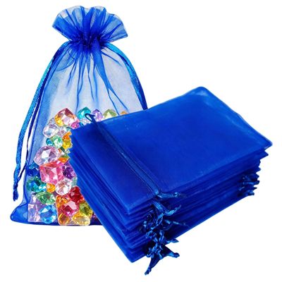 100 Pc Gift Organza Bags with Drawstring 5x7 inch Royal Blue for Jewelry,Candy Sheer Fabric Clear Mesh Sachet for Baby Shower,Christmas,Party Favors,First Birthday,Wedding,Bridal Shower,Mothers Day