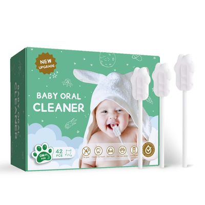 Quanmin 42-Pack Disposable Baby Tongue Cleaner, Infant Toothbrush, Soft Oral Gum Cleaner, Paper Handle Tongue Scraper, Newborn Oral Care Essentials for 0+ Months Baby