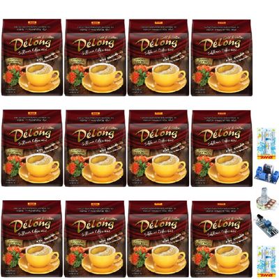 Delicious Intense Roasted Much Mellow Good Shape 20 Sachets(360g) DelongCoffee Safflower Coffee 4in1 Robusta Set 12 D506 By Thaigiftshop [Get Free Tomato Facial Mask]