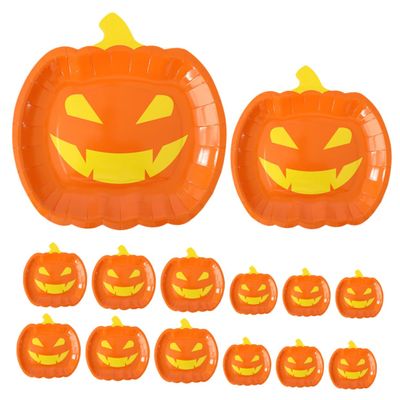 SEWOART 20pcs Halloween Pumpkin Plates Disposable Pumpkin Party Dinner Plates for Halloween Gatherings for Desserts Snacks