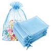100 Pc Gift Organza Bags with Drawstring 5x7 inch Baby Blue for Jewelry,Candy,Soap Sheer Fabric Clear Mesh Sachet for Baby Shower,Christmas,Party Favors,Kids Birthday,Rustic Wedding,Bridal Shower,Xmas view 1