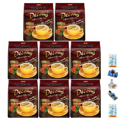 20 Sachets(360g) DelongCoffee Safflower Coffee 4in1 Robusta Delicious Intense Roasted Much Mellow Good Shape Set 8 B004 By Thaigiftshop [Get Free Tomato Facial Mask]