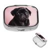 Pill Box 2 Compartment Small Pill Case for Purse & Pocket Cute Black Pug Pill Box Cute Vitamins Fish Oil Supplements Storage Box Portable Pill Containe Travel Gift view 1
