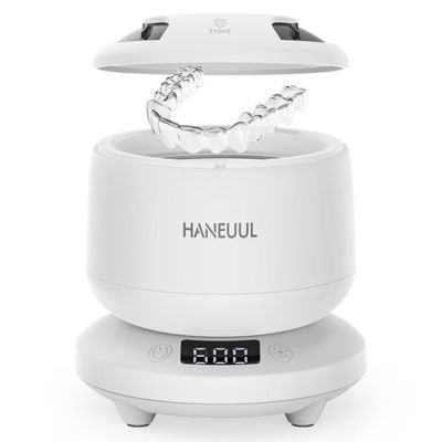 2025 Ultrasonic Retainer Cleaner for Dentures & Aligner, Durable Removable Base and Top Cover, Denture Cleaner Machine with 4 Modes for Mouth Guards, Jewelry, Rings, etc (White)