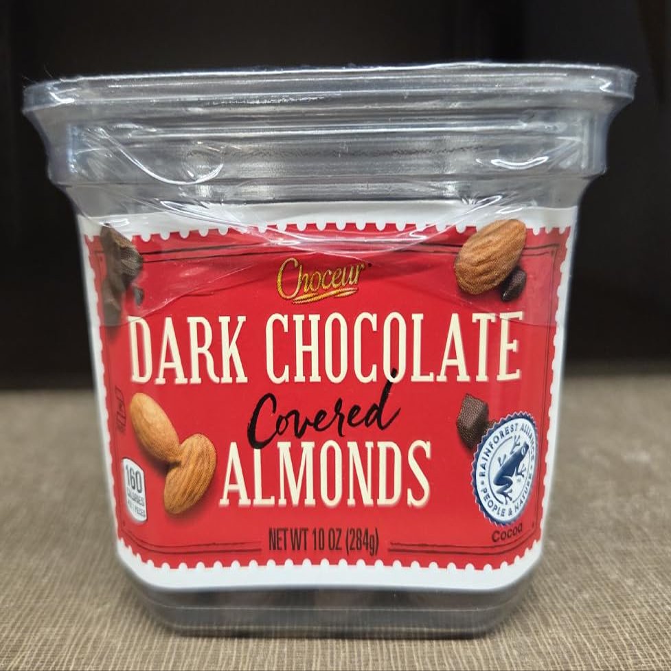Choceur Dark Chocolate Covered Almonds 10oz 284g (Single Tub)