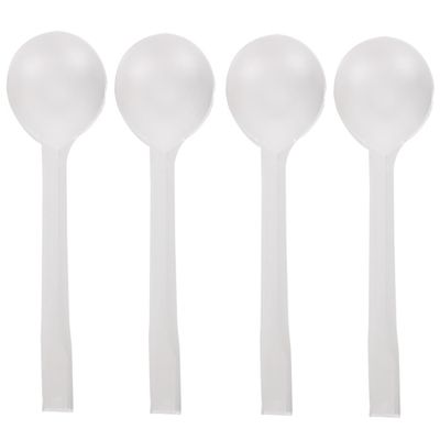 100 Count Independent Packaging Soup Spoons, Heavy Disposable Plastic Spoons for Cake Dessert Ice Cream (Clear)