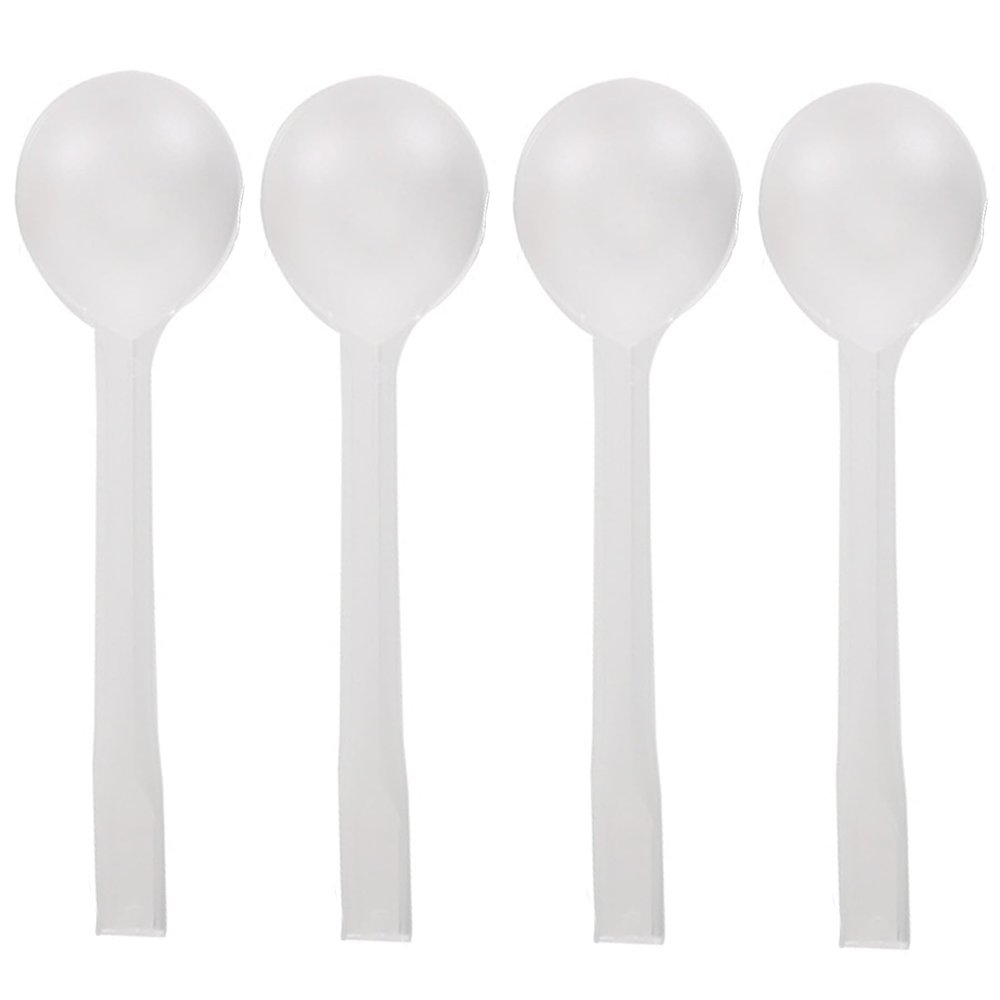100 Count Independent Packaging Soup Spoons, Heavy Disposable Plastic Spoons for Cake Dessert Ice Cream (Clear)