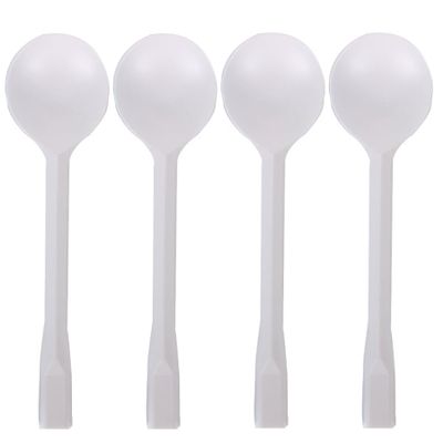 100 Count Independent Packaging Soup Spoons, Heavy Disposable Plastic Spoons for Cake Dessert Ice Cream (White)