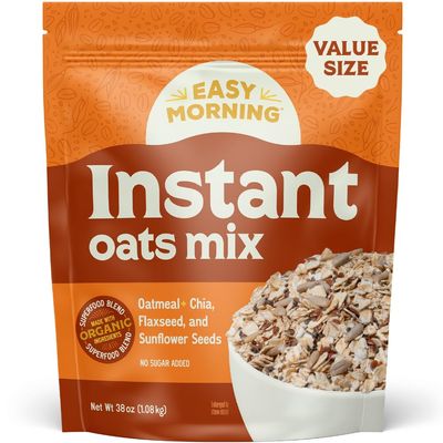 Easy Morning Instant Oatmeal Mix, Organic Ingredients, Naturally Gluten-Free, No Sugar Added, Hot Cereal with Chia, Flax, and Sunflower Seeds, Plant-Based, 38 oz (25 servings)