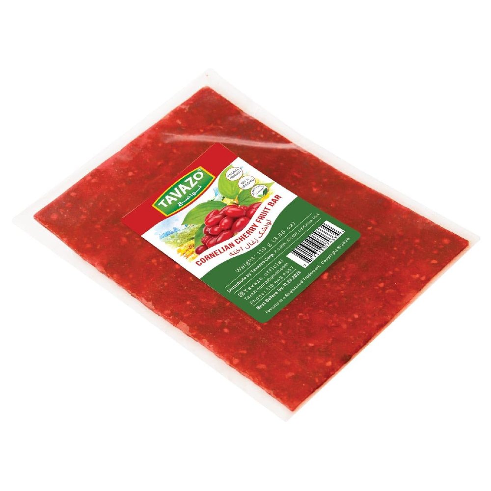 Lavashak,Tavazzo Cornelian Lavashak, Fruit Leather, Natural & Tangy Snack, , Natural & Delicious, 110 g (3.88 oz)