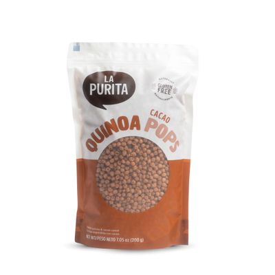La Purita Quinoa Pops, Cacao Healthy Protein Chocolate Cereal, Gluten-Free, Sugar-Free, Vegan Superfood, 7 oz