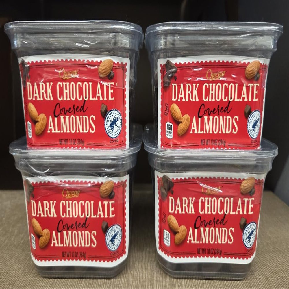 Choceur Dark Chocolate Covered Almonds 10oz 284g (Four Tubs)