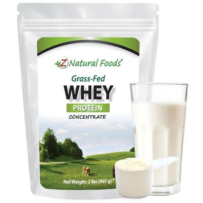 Z Natural Foods Grass-Fed Whey Protein Concentrate - Clean Whey Protein Powder from New Zealand - Cold Processed Pure Whey Protein with Essential Amino Acids for Nutrition & Fitness, Unflavored, 2 lbs