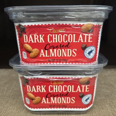 Choceur Dark Chocolate Covered Almonds 10oz 284g (Two Tubs)