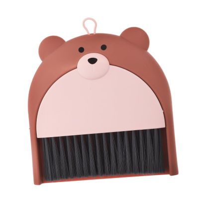 Cabilock Mini Dustpan and Brush Set Bear Broom for Home Office Desk and Girls Efficient Sweep Cleaning