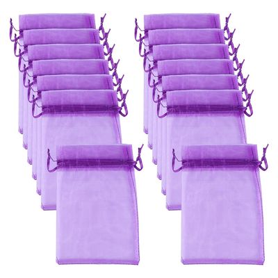 50 Pcs 30 x 20 cm Sheer Organza Bags Mesh Drawstring Gift Bags Large Wedding Party Favor Bag Jewelry Storage Pouches Fruit Protection Bag Candy Goodie Pouches for Christmas Birthday Purple