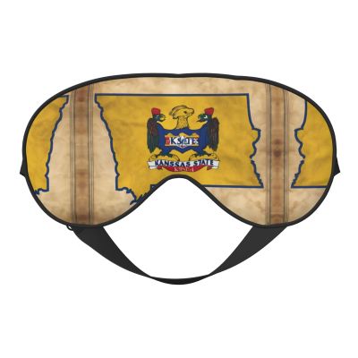 Abstract Kansas State Yellow Flag Map Eye Mask for Sleeping, Sleeping Mask Blocking Out Light Perfectly for Women and Men, Soft and Comfortable Blindfold for Travelling