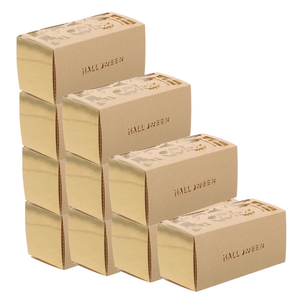 Lurrose 50pcs Halloween Pumpkin Bat Candy Boxes Decorative Hollow Paper Treat Boxes for Weddings Parties and Halloween Decor Iridescent Mini Chocolate Containers