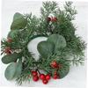 Beatifufu Realistic Christmas Candle Wreath Artificial Holly Berries Greenery Wreath Ring Home Decor view 4