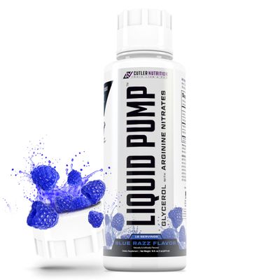 Liquid Pump - Glycerol and Arginine Nitrates for optimized pump pre-workout liquid caffeine free non stim pre-workout for energy and performance and nictic oxide booster | Blue Raspberry flavor