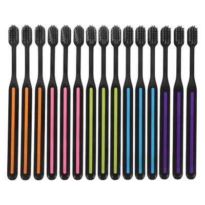 Healeved 15pcs Supple Tooth Oral Cleaning Brush Household Toothbrushes Wear-Resistant Ergonomic Design Portable Travel Toothbrush