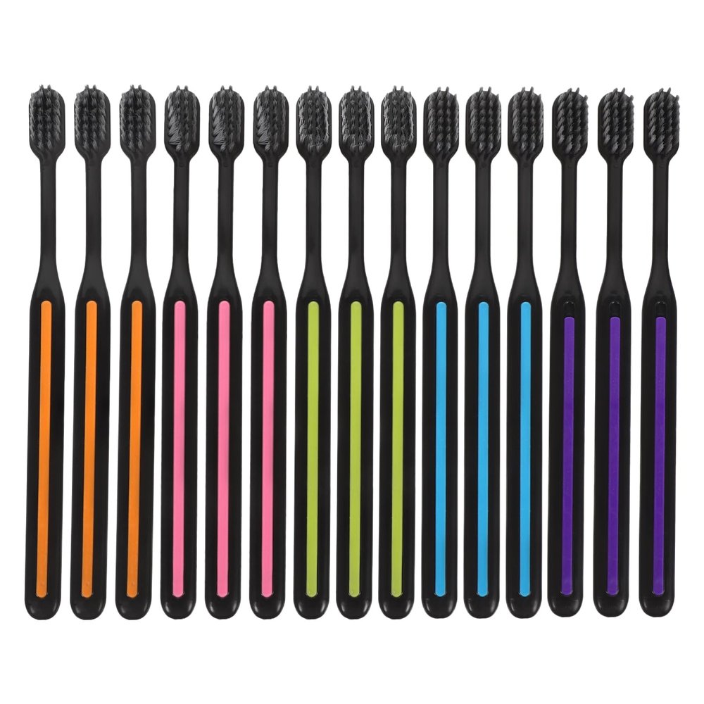 Healeved 15pcs Supple Tooth Oral Cleaning Brush Household Toothbrushes Wear-Resistant Ergonomic Design Portable Travel Toothbrush