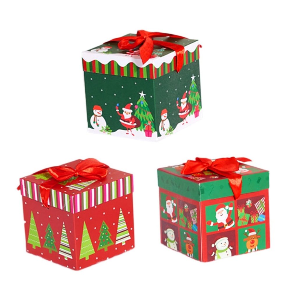 ORFOFE Set of 3 Christmas Paper Boxes Perfect Small Boxes for Candy Favors Decorations Ideal for Home Party Celebrations