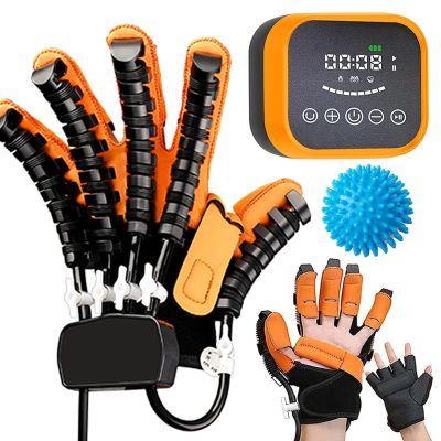 GAOXIAO Hand Function Rehabilitation Robotic Gloves Generations Hemiplegia, Finger and Both Hand Trainer Rehab Gloves, Stroke Patients Glove Training Recovery Equipment Orange plugin Right L